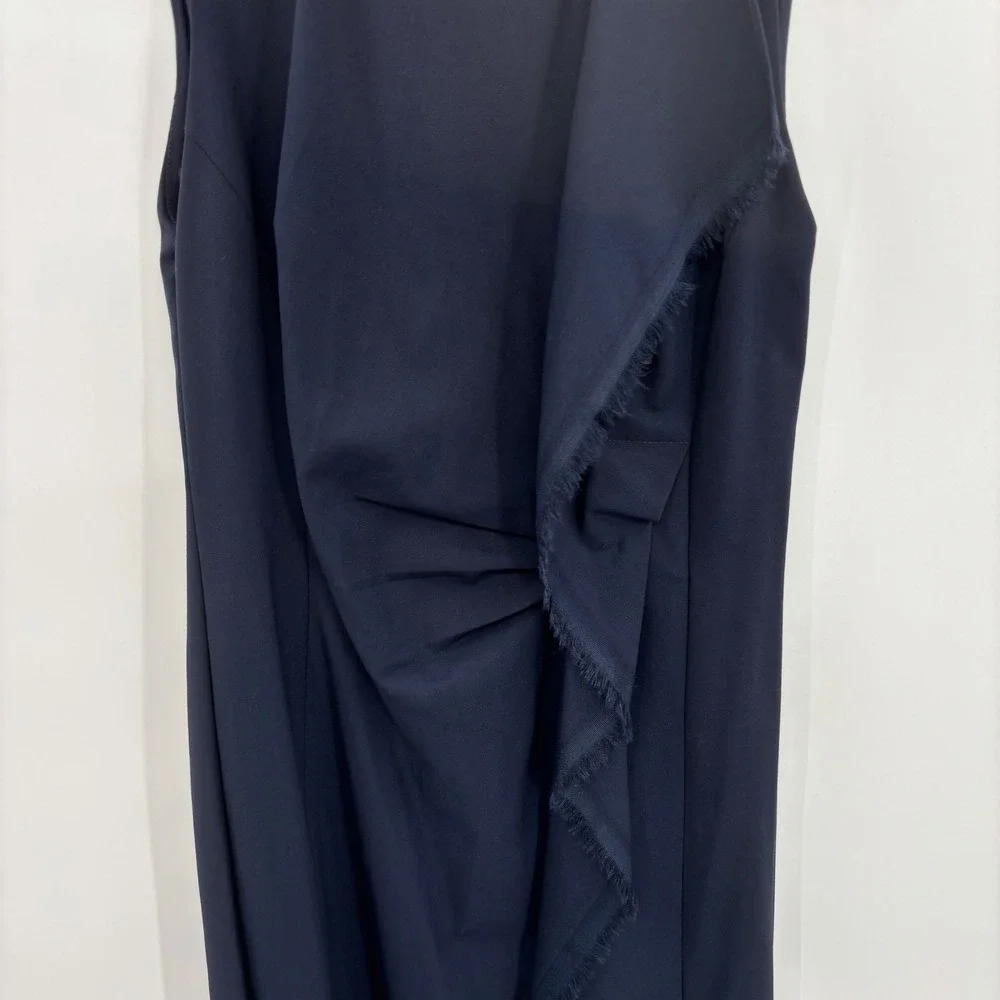 Rachel Rachel Roy Navy Blue Mock Neck Draped Ruffle Sheath Dress‎ Size 0